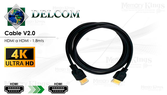 CABLE HDMI a HDMI 1.8mts DELCOM Ultra HD 4K/2K