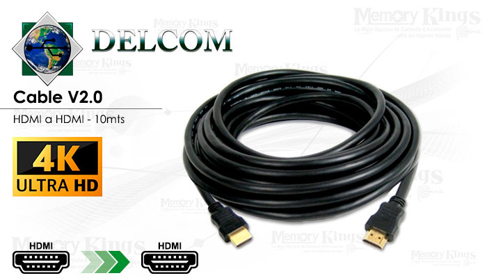 CABLE HDMI a HDMI 10mts DELCOM Ultra HD 4K/2K