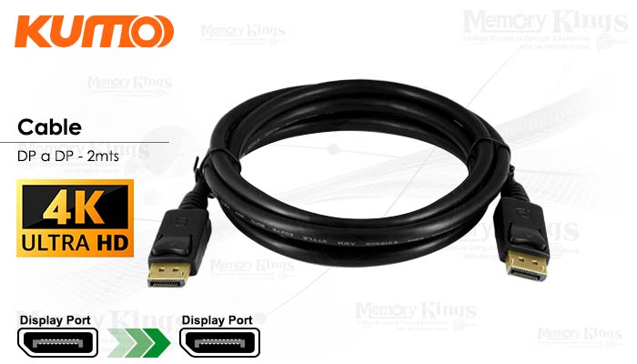 CABLE DisplayPort a DisplayPort 2mts KUMO 2k|4k