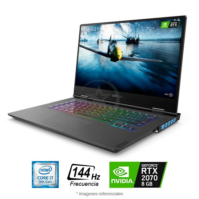 Laptop Lenovo Legion Y740 (15) Gaming, Intel Core i7-9750H 2.6GHz, RAM 16GB, HDD 1TB + Sólido SSD 256GB PCIe, Video 8GB NVIDIA GeForce RTX 2070 REMAN