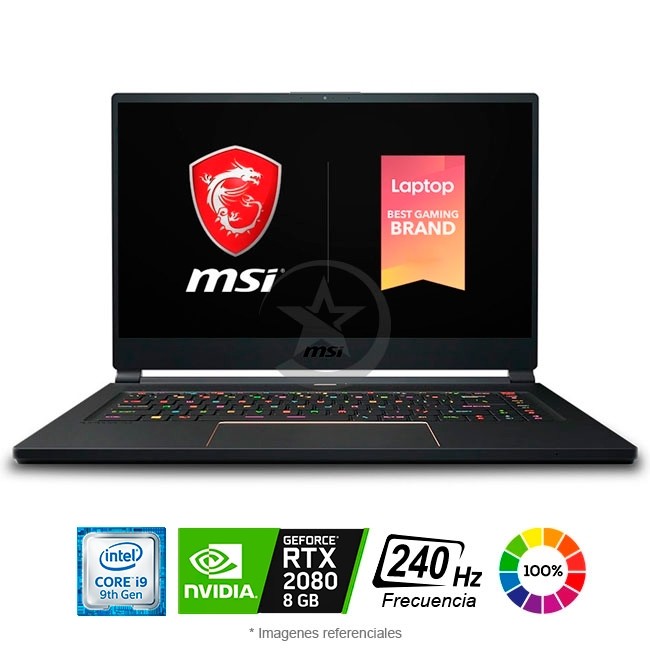 Laptop MSI GS65 Stealth 9SG Gaming, Intel Core i9-9880H 2.3GHz, RAM 32GB, Sólido SSD 1 TB PCIe, Video 8 GB Nvidia GeForce RTX 2080 Max-Q, LED 15.6" Full HD a 240Hz, Windows 10 Pro