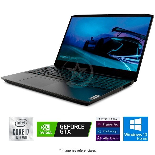 Laptop Ideapad Gaming 3 15IMH05, i7-10750H, RAM 16GB, SSD 256GB, HDD 1TB, Video 4GB GTX 1650, LED 15.6 Full HD, Wind 10 Home