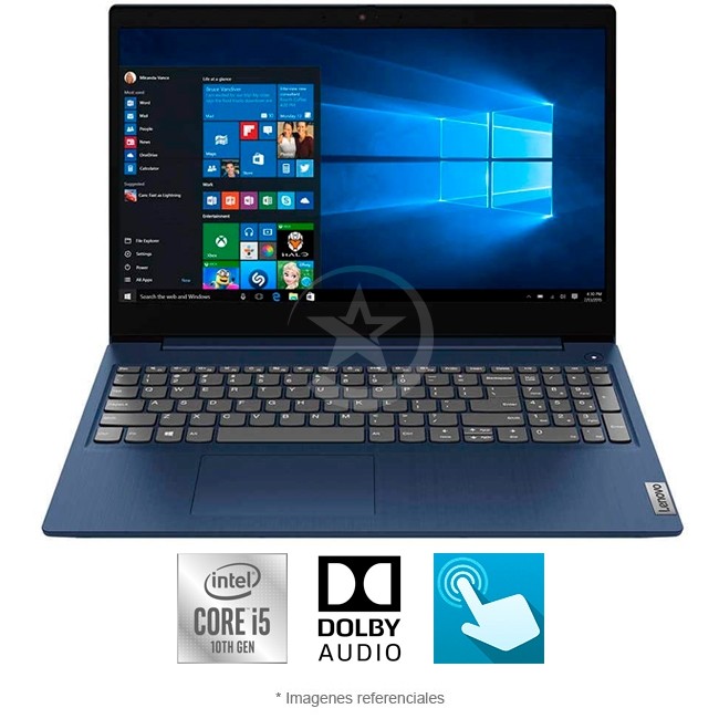 Laptop Lenovo IdeaPad 3 (15) Touch Intel Core i5-10210U 1.60GHz, RAM 8 GB, Sólido SSD 256GB PCIe, LED 15.6" HD Táctil, Windows 10 Home