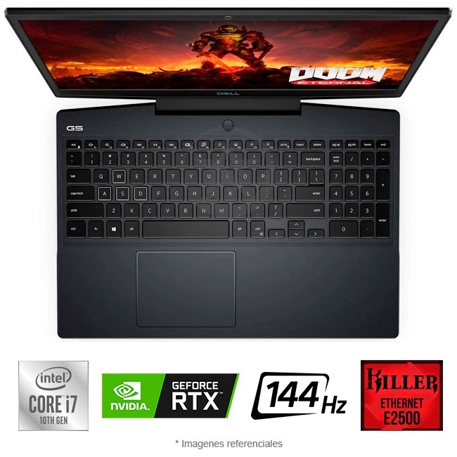 Laptop Dell G5 5500 Gaming Core i7-10750H 2.6GHz, RAM 16GB, S�lido SSD 512GB PCIe, Video 8 GB Nvidia RTX-2070, LED 15.6" Full HD 144 Hz, Windows 10 Ho