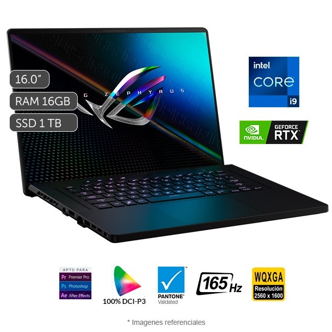 Laptop ASUS ROG Zephyrus M16 GU603HM Intel Core i9-11900H 2.1GHz, RAM 16GB, S�lido SSD 1 TB PCIe, Video 6 GB Nvidia GeForce RTX 3060, LED 16\" WQXGA a