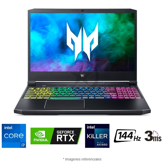 Laptop Acer Predator Helios 300 PH315-54 Gaming, Core i7-11800H 2.3GHz, RAM 16GB, S�lido SSD 512GB PCIe, Video 6 GB Nvidia RTX 3060, LED 15.6\'\' Full H