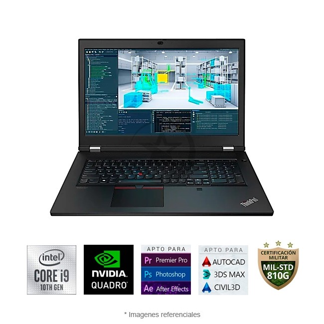 Workstation Lenovo ThinkPad P17, i9-10885H, RAM 32GB, SDD 1.5TB, Video 4GB Nvidia Quadro T2000, LED 17.3 Full HD, Wind 10 Pro