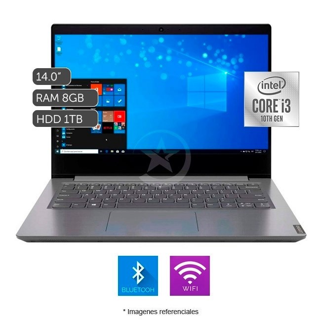 Laptop Lenovo V14-IILL, Intel Core i3-1005G1 1.2 / 3.4GHz, RAM 8GB, HDD 1TB, Pantalla LED 14 \" HD, Gráficos Intel UHD