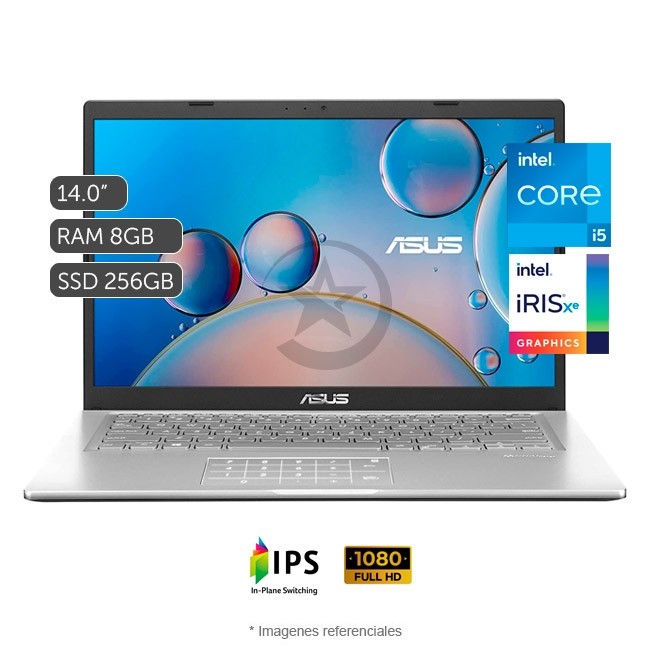Laptop Asus Vivobook F415EA, Intel Core i5-1135G7 2.4GHz, RAM 8GB, Sólido SSD 256GB PCIe, Pantalla LED 14" Full HD, Windows 10 Home