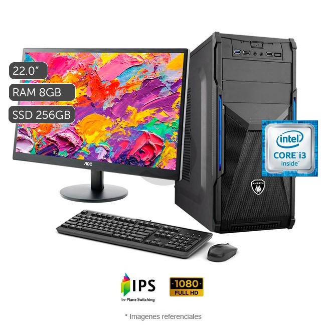 PC MAGIC Home - Intel Core i3-8100 3.6 GHz, RAM 8GB, Disco Sólido SSD 256GB, Monitor Full HD LED 22''