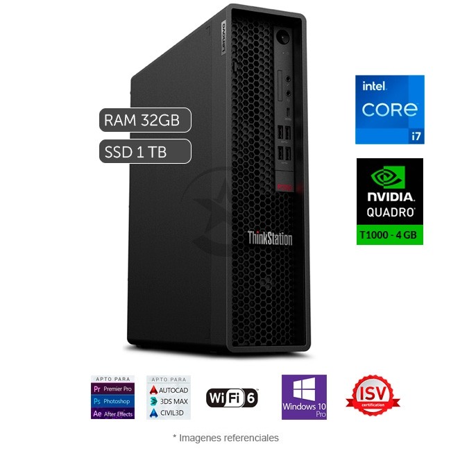 PC Workstation Lenovo ThinkStation P350 SFF, Intel Core i7-11700 2.5GHz, RAM 32GB, Sólido SSD 1TB, Video 4 GB Nvidia Quadro T1000, Windows 10 Pro