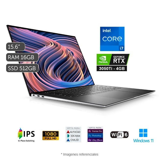 Laptop Dell XPS 15 9520, Intel Core™ i7-12700H 3.5GHz, RAM 16GB, Sólido SSD 512GB PCIe, Video 4 GB Nvidia RTX 3050Ti, LED 15.6\" Full HD + 100% sRGB, Windows 11 Home