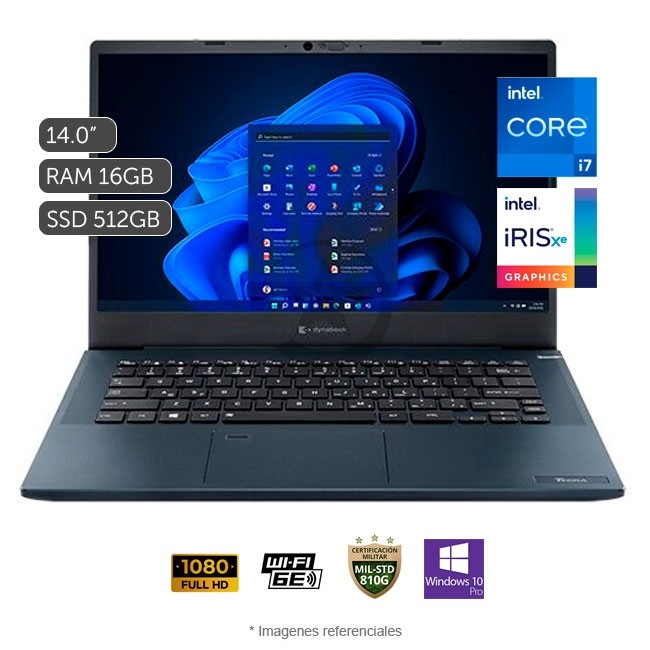Laptop Toshiba Dynabook Tecra A40-K, Intel Core i7-1260P 3.4GHz, RAM 16GB, Sólido SSD 512GB, LED 14" Full HD, Windows 10 Pro