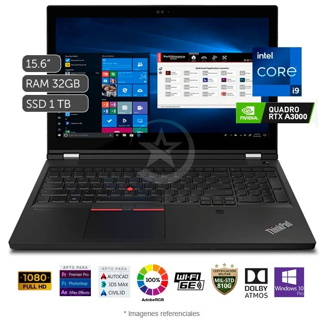 Workstation Laptop Lenovo ThinkPad P15 Gen 2 Intel Core i9-11950H 2.6 GHz, RAM 32GB, Sólido SSD 1TB, Video 6 GB NVIDIA Quadro RTX A3000, Pantalla 15.6" Full HD 100% sRGB, Windows 10 Pro