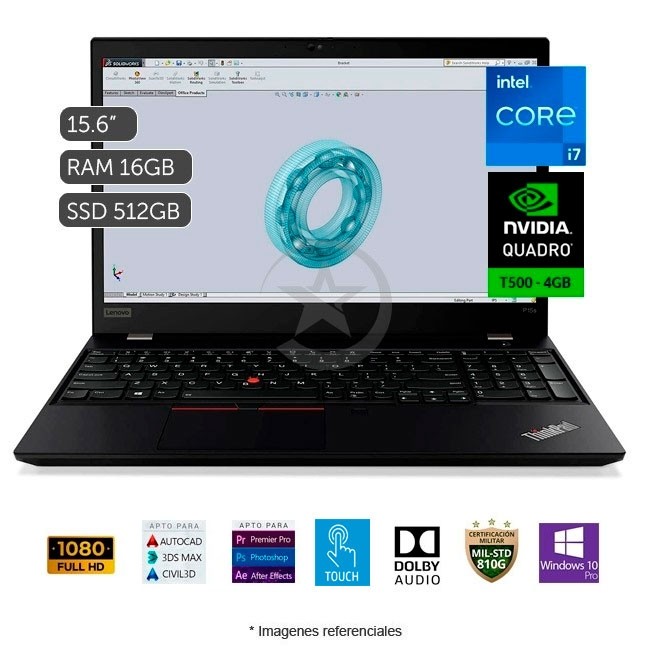 Laptop Lenovo ThinkPad P15s Gen 2, Intel Core i7-1165G7 2.8GHz, RAM 16GB, Sólido SSD 512GB PCIe, Video 4 GB NVIDIA Quadro T500, Pantalla 15.6" Full HD, Windows 10 Pro