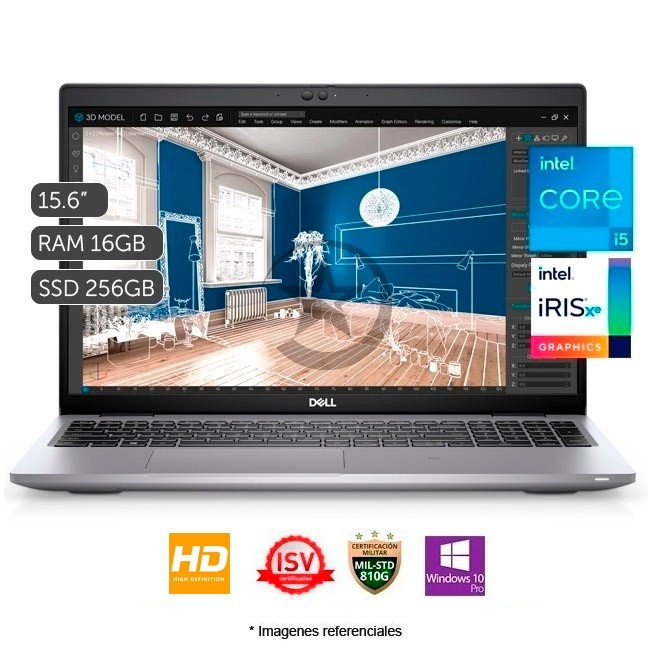 Laptop Workstation Dell Precision 3560 Touch, Intel Core i5-1145G7 2.6GHz , RAM 16GB, Sólido SSD 256GB PCIe, LED 15.6\" FHD Táctil, Windows 10 Pro