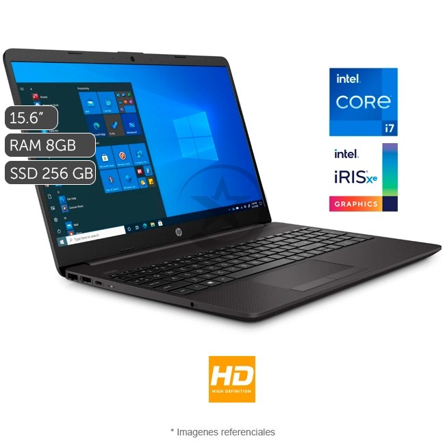 Laptop HP 250 G8, Intel Core i7-1165G7 2.8 GHz, RAM 8 GB, SSD 256GB, Intel Iris Xe, Pantlalla LED 15.6" HD, Wi-Fi, Bluetooth