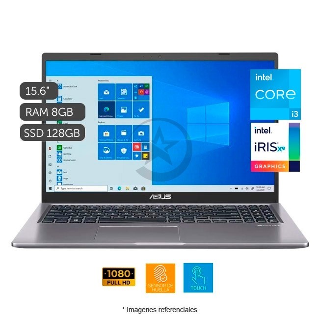 Laptop Asus Vivobook R565EA-UH31T, Intel Core i3-1115G4 2.3 GHz, RAM 8GB, Sólido SSD 128GB PCIe, LED 15.6" Full HD Táctil , Windows 10 Home