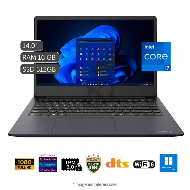 Laptop Toshiba Dynabook Satellite Pro C40-J, Intel Core i7-1165G7 2.8 GHz, RAM 16GB, Sólido SSD 512GB, LED 14" Full HD, Windows 11 Pro