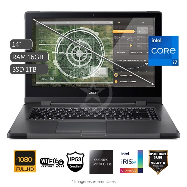 Laptop Acer Enduro Urban N3 Rugged (Robustecida), Intel Core i7-1165G7 Hasta 4.7 GHz, RAM 16GB, Sólido SSD 1TB PCle, Pantalla 14\" Full HD, Windows 10 Pro