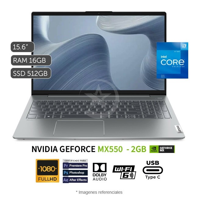 Laptop Lenovo IdeaPad 5 (15IAL7), Intel Core i7-1255U Hasta 4.7 GHz, RAM 16GB, Sólido SSD 512GB, NVIDIA® GeForce MX550 2GB, LED 15.6\" Full HD