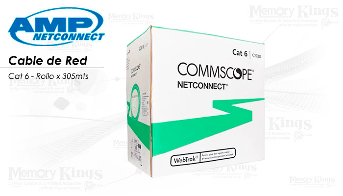 CABLE DE RED COMMSCOPE AMP 305MTS ,CAT6,24 AWG, CERO HALOGENOS ,BLANCO - P/N: 1427070-2