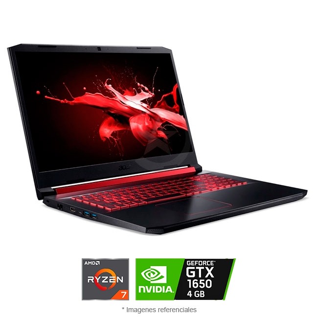 Laptop Acer Nitro 5  AMD Ryzen 7  2.3GHz, 16GB, 1 TB  SSD 256GB PCie, 4 GB GTX 1650, LED 15.6\'\' Full HD, W.10 Home SP
