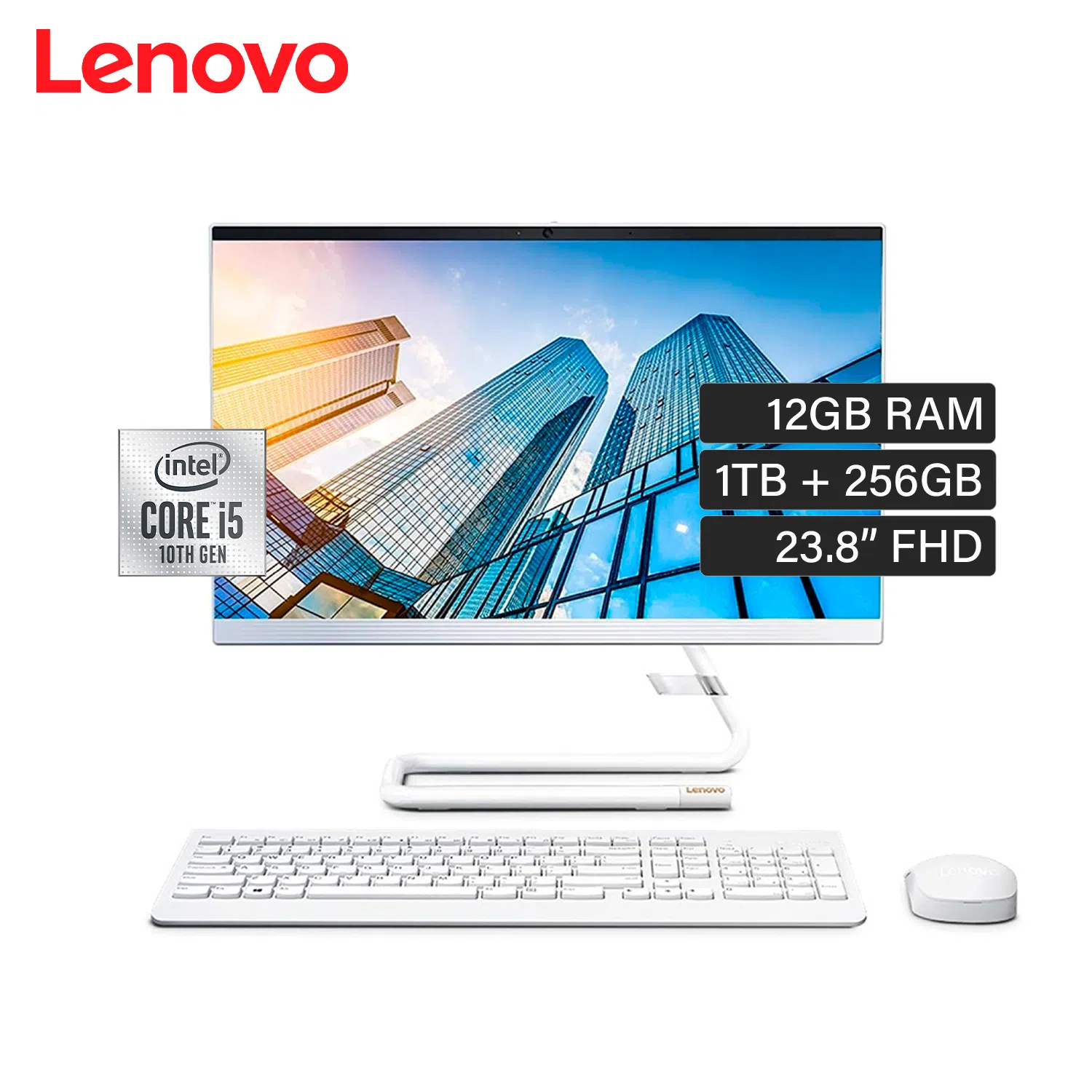 Lenovo Ideacentre AIO 24IMB05 Intel Core i5 10400T RAM 12GB Disco 1TB + 256GB SSD 23.8″ FHD Windows 10 Home