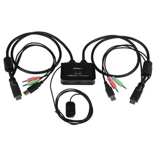StarTech.com Conmutador Switch KVM 2 puertos HDMI USB Audio con Cables Integrados - 1080p - 2 Computador(es) - 1 Usuarios locales - 1920 x 1200 - 3 x USB - 2 x HDMI