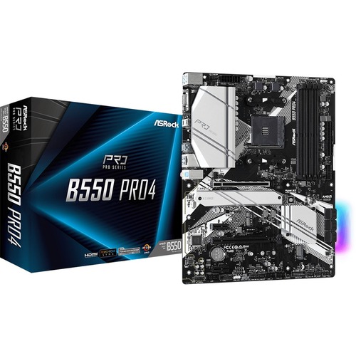 Asrock Placa Base de computador de escritorio ASRock B550 Pro4 - AMD B550 Conjunto de Circuitos Integrados - Socket AM4 - ATX - 128GB DDR4 SDRAM Maximum RAM - DIMM, UDIMM - 4 x Memory Slots - Gigabit 