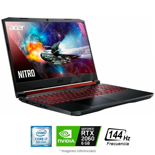 Laptop Acer Nitro 5 AN515-54 Gaming, Core i7-9750H 2.6GHz, RAM 16GB,  SSD 256GB,  RTX 2060 6 GB, LED 15.6\'\' FHD a 144Hz, Win 10 Home
