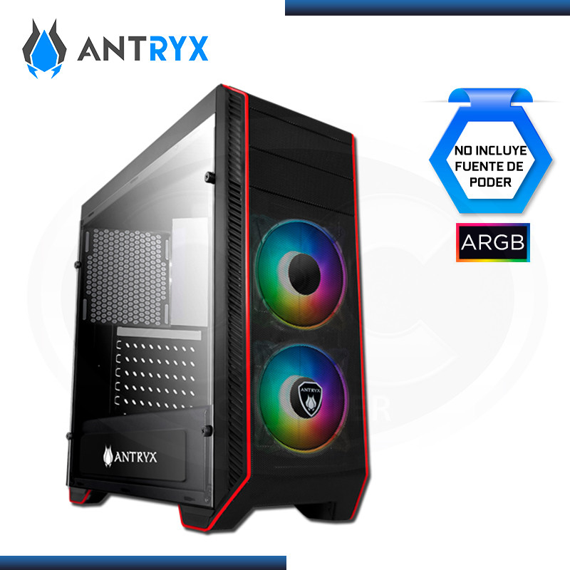 CASE ANTRYX RX-380 ARGB ( AC-RX380R-ARGB ) S/ FUENTE | NEGRO | 1 PANEL VIDRIO