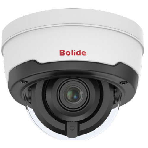 Bolide H.265 5MP 2.8-12MM MOTORIZED LENS VARIFOCAL IP66 IR VANDAL-PROOF DOME CAMERA POE 12VDC SD CARD SLOT AUDIO IN-OUT ALARM IN-OUT IR UP TO 100FT IPAC AI ENABLED WITH FACIAL RECOGNITION SYSTEM