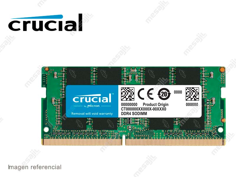 Crucial M�dulo RAM Crucial para Port�til - 16GB (1 x 16GB) - DDR4-3200/PC4-25600 DDR4 SDRAM - 3200MHz - CL22 - 1.20V - No-ECC - Sin b�fer - 260-pin - SoDIMM - Toda la vida �til Garant�a