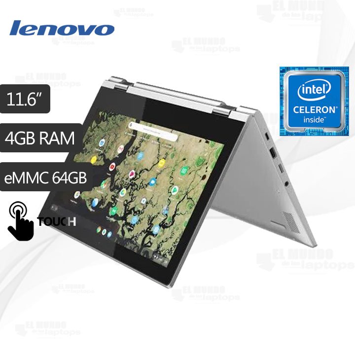 Laptop Lenovo ChromeBook C340-11 Celeron-N400, RAM 4GB, 64GB EMMC, Pantalla 11.6″ Táctil, S.O. Chrome