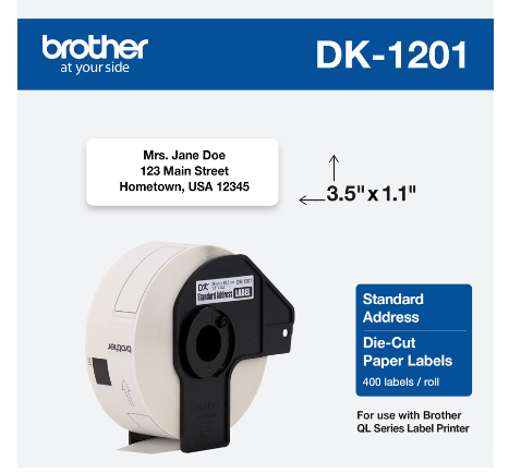 CINTA BROTHER DK-1201 STANDARD ADDRESS PAPER LABEL