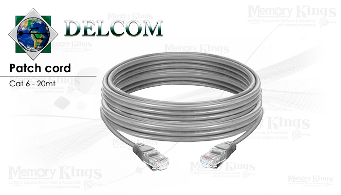 CABLE RED PATCH CORD DELCOM 20mt cat-6 Gris