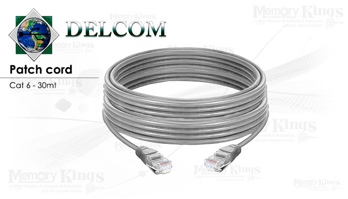CABLE RED PATCH CORD DELCOM 30mt cat-6 Gris