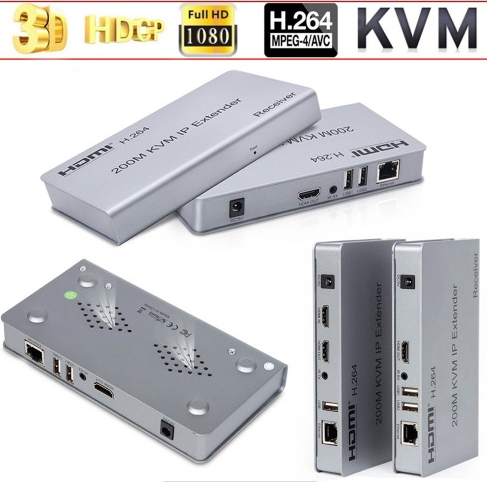 HDMI EXTENDER 200M IP KVM 2 USB EXTIENDE HDMI CABLE RJ45 PLUG AND PLAY
