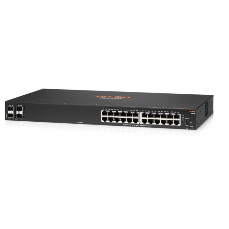 Switch Administrable HP Aruba 6100 24G 4 SFP+ Poe+ 370w Capa 2 , puerto consola ( JL677A )