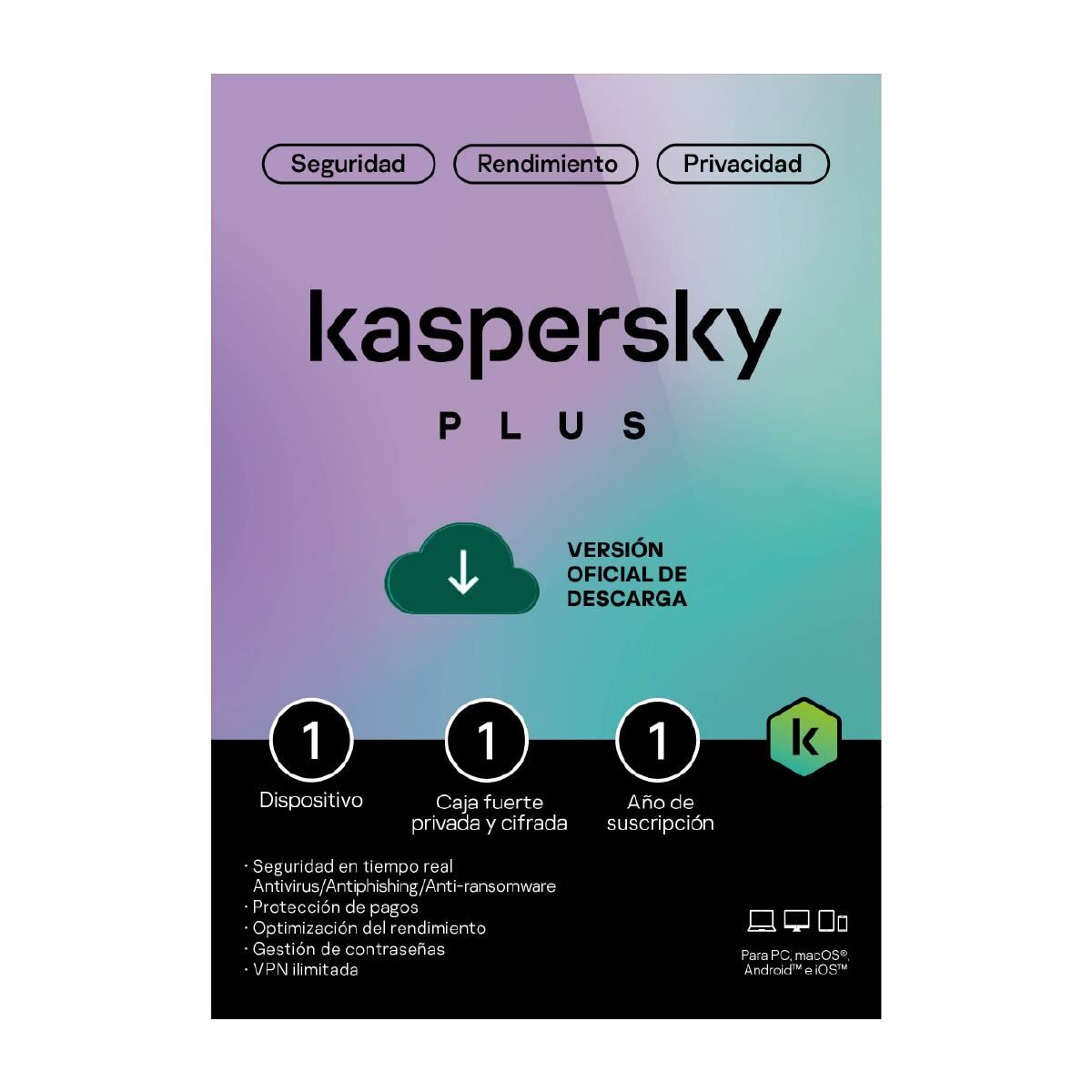 Kaspersky Plus LatAm 1 Dvc  1 Account KPM 1Y Bs DnP
