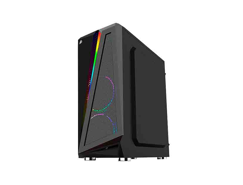 CASE 1STPLAYER RAINBOW R5 ( R5 ) NEGRO | S/ FUENTE | 1 PANEL VIDRIO | LED -RGB