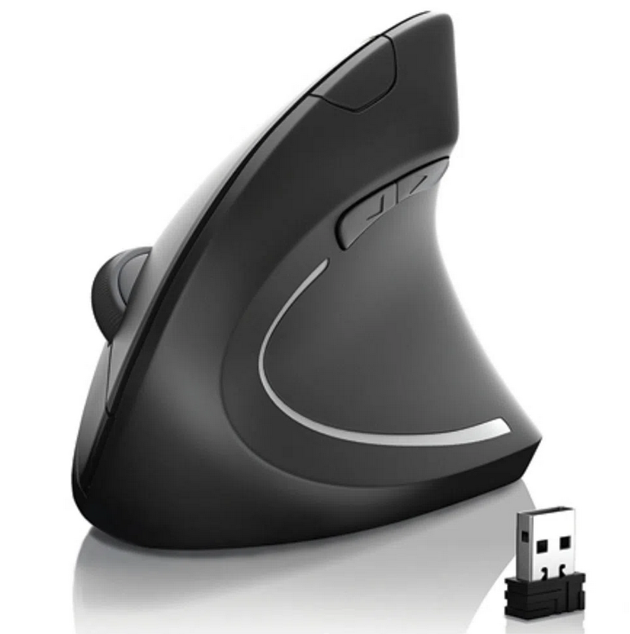 Mouse Vertical Inalámbrico Ergonómico USB Evita Túnel Carpiano Negro