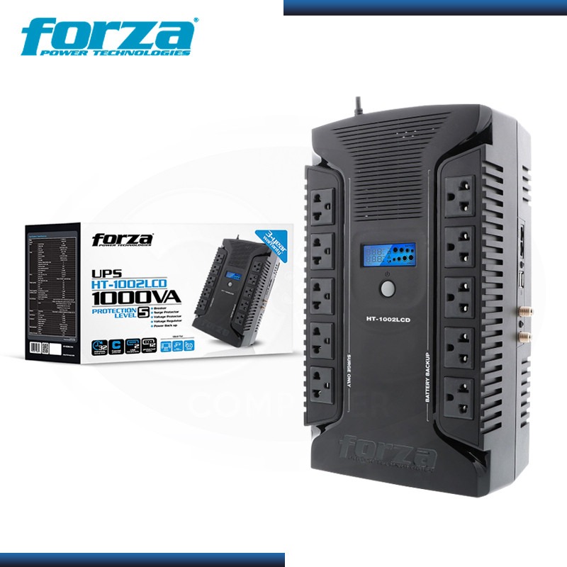 UPS 1000VA HT-1002LCD FORZA, 500W, 10 TOMAS UNIV, 2 USB