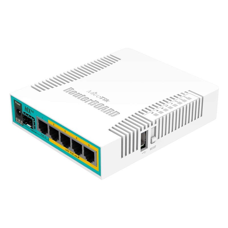 MIKROTIK RB260GSP - Switch Mikrotik 5 puertos PoE (Pasivo) (1in/4out) Gigabit Ethernet y 1 SFP