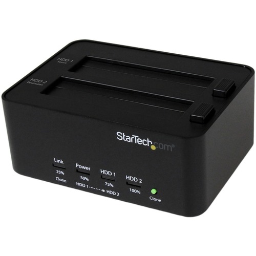 StarTech.com Dual Bay Hard Drive Duplicator and Eraser, Standalone HDDSSD ClonerCopier, USB 3.0 to SATA Docking Station, Hard Disk Duplicator and Sanitizer Dock - ToollessTop-Loading Design - Duplicad