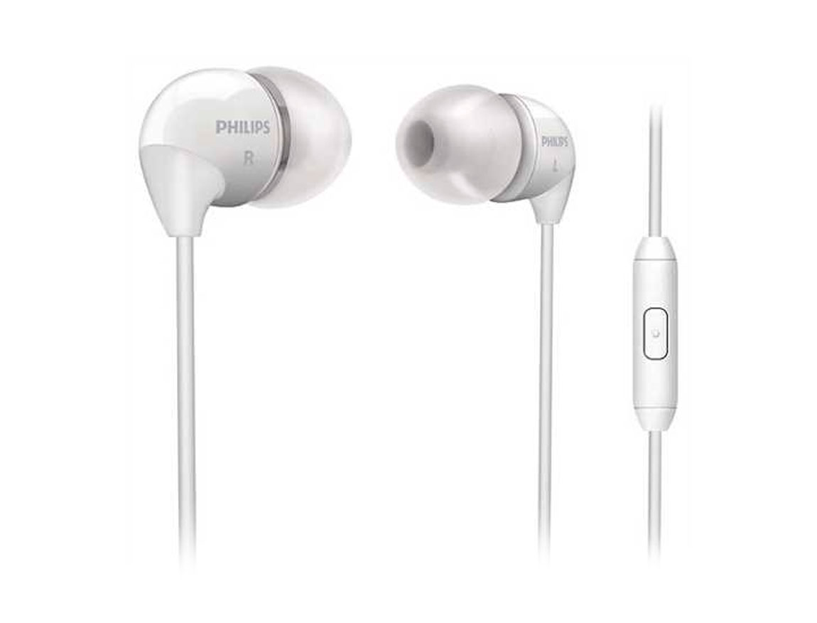 AUDIFONO C/MICROF. PHILIPS IN-EAR SHE3555WT 3.5MM BASS WHITE GLOSS*