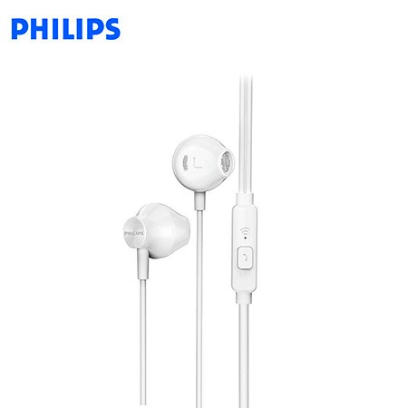 AUDIFONO C/MICROF. PHILIPS IN-EAR TAUE101WT 3.5MM BASS SOUND WHITE*