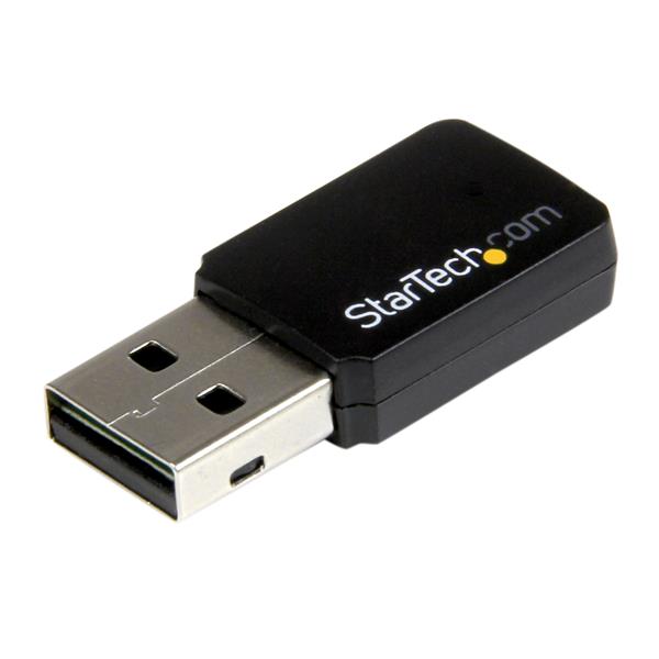StarTech.com IEEE 802.11ac Adaptador Wi-Fi para Computadora de escritorio/Notebook - USB 2.0 - 433Mbit/s - 2.48GHz ISM - 5.83GHz UNII - Externo