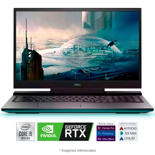 Laptop Dell G7 15-7500 Gaming, Intel Core i9-10885H 2.4GHz, RAM 16GB, SSD 1 TB PCIe,  8 GB Nvidia RTX 2070 con Max-Q Design, LED 15.6\" Full HD a 300Hz